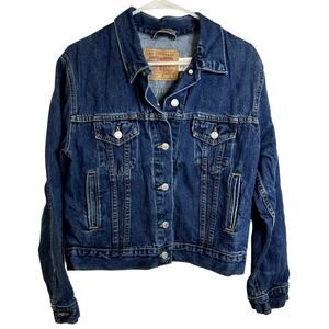 Women’s Vtg Levi's 77715-4837 ICONIC Dark Wash Denim TRUCKER Jean Jacket Sz M